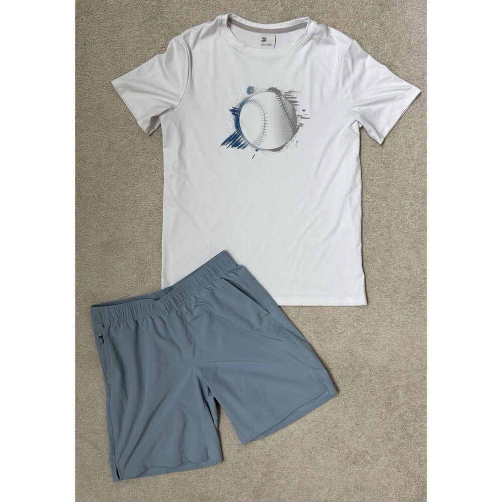 All in Motion Boys 14 Baseball Theme Tshirt/Shorts Set